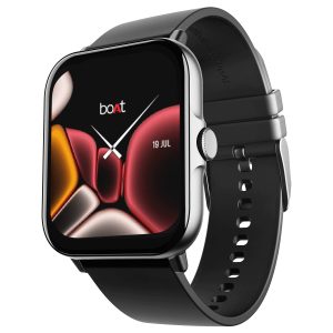 boAt Wave Ultima Max with 1.9″ & 2.5D Curved Display, Wireless Charging with Upto 10 Days Battery Life(Pitch Black)